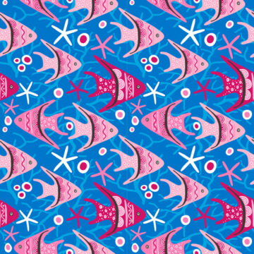Custom Fabric 'Peacock Blue Fish' by Ivy Helena