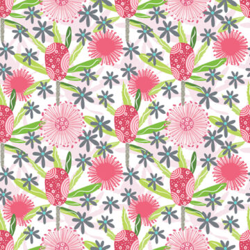 Custom Fabric 'Banksia and Blossom on White' by Ivy Helena
