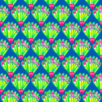 a fan pattern of colorful shells
