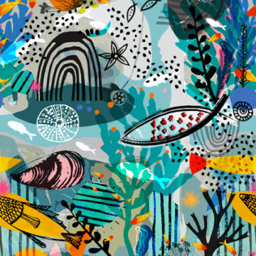 Custom Fabric 'Beneath the Sea' by Ally Bryan - Coloured Space Design