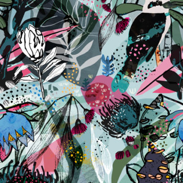 Custom Fabric 'Bushland Life' by Ally Bryan - Coloured Space Design