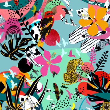 Custom Fabric 'Urban Jungle' by Ally Bryan - Coloured Space Design