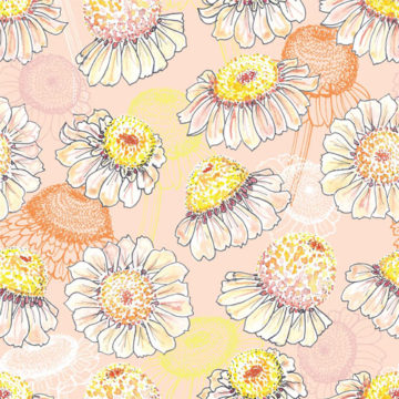 Custom Fabric 'Zinnias Pale Pink' by Amanda Laing