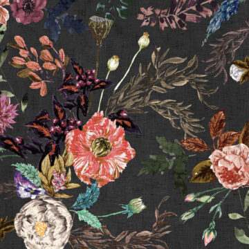 Custom Fabric 'Aphrodite Floral Black' by Esther Fallon Lau 