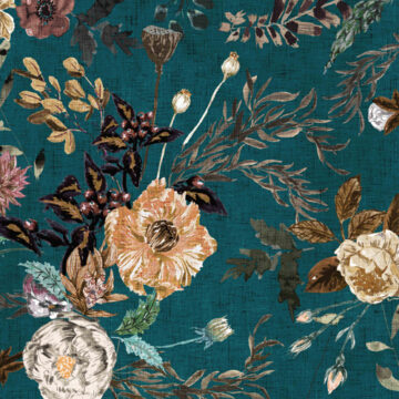 Custom Fabric 'Aphrodite Floral Teal' by Esther Fallon Lau 
