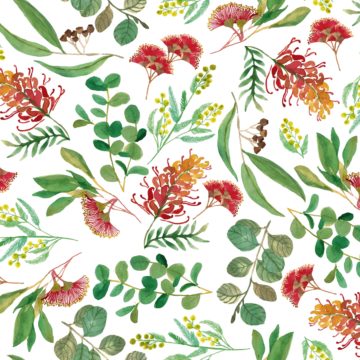Custom Fabric 'Australian Botanical White' by Cecilia Mok