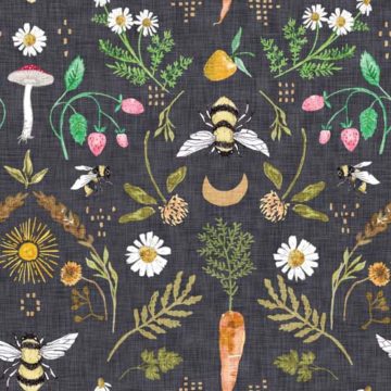 Custom Fabric 'Bee Delightful black' by Esther Fallon Lau 