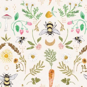 Custom Fabric 'Bee Delightful Cream' by Esther Fallon Lau 