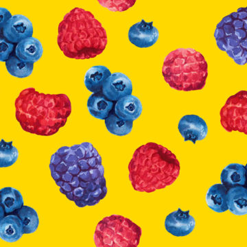 Custom Fabric 'Berries Bright Yellow' by Maggie Lam Surface Design