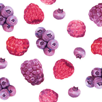 Custom Fabric 'Berries Purple in White' by Maggie Lam Surface Design