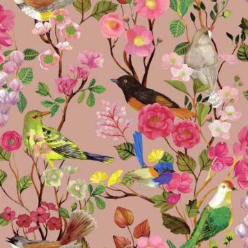 Custom Fabric 'Birds and Blooms Chinoiserie Rose' by Cecilia Mok
