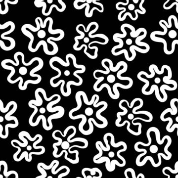 Custom Fabric 'Bloomin Squiggles White on Black' by Winter Bloom Designs