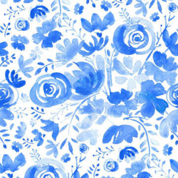 Custom Fabric 'Blue Posey' by Rachael King