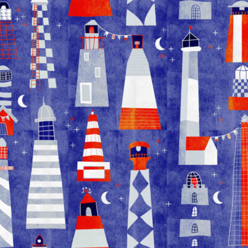 Custom Fabric 'Scandi Lighthouse' by Booboo Collective by Daniela Casadio