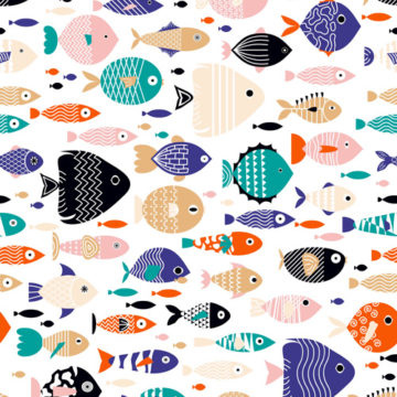 Custom Fabric 'All The Fish In The Sea' by Booboo Collective by Daniela Casadio