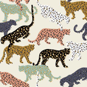 Custom Fabric 'Africa Leopards Cream' by Booboo Collective by Daniela Casadio