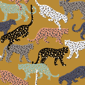 Custom Fabric 'Africa Leopards Gold' by Booboo Collective by Daniela Casadio