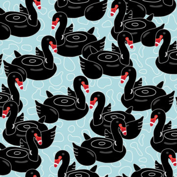Custom Fabric 'Black Swan Lake' by Booboo Collective by Daniela Casadio