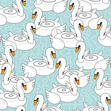 Custom Fabric 'Swan Lake Aqua' by Booboo Collective by Daniela Casadio