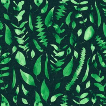 Custom Fabric 'Native Foliage Emerald' by Booboo Collective by Daniela Casadio