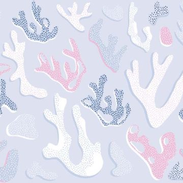 Custom Fabric 'Hawaii Coral Blue' by Booboo Collective by Daniela Casadio