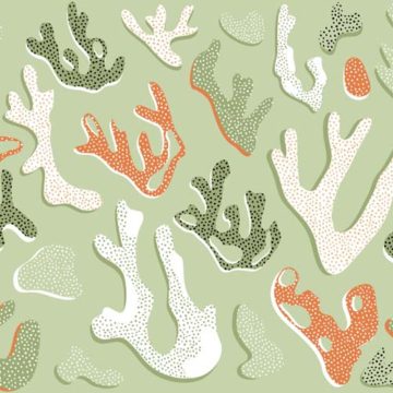 Custom Fabric 'Hawaii Coral Camo Green' by Booboo Collective by Daniela Casadio