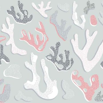 Custom Fabric 'Hawaii Coral Grey' by Booboo Collective by Daniela Casadio