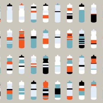 Custom Fabric 'Le Tour Water Bottles' by Booboo Collective by Daniela Casadio