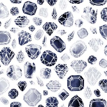 Custom Fabric 'Rough Diamond Midnight' by Booboo Collective by Daniela Casadio