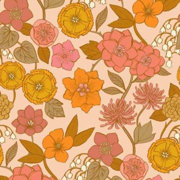 Custom Fabric 'Botanical Blooms Gold Petal' by Cecilia Mok
