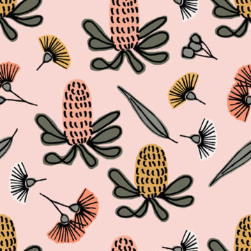 Custom Fabric 'Botanical Pink' by Indigo Thread