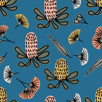 Custom Fabric 'Botanical Teal' by Indigo Thread
