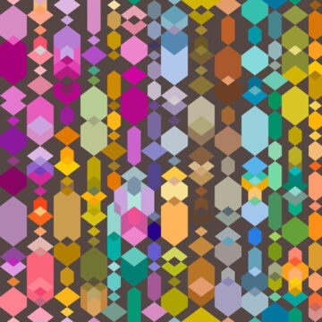 multicoloured geometric shapes hanging in overlapping vertical lines. Artwork for custom fabric printing.