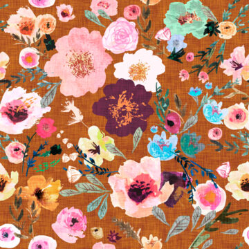 Custom Fabric 'Burst Into Bloom Rust' by Esther Fallon Lau 