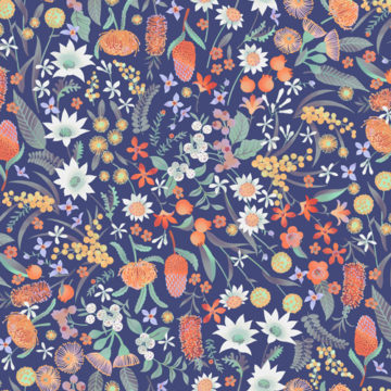 Custom Fabric 'Bush Floral Repeat Ocean' by Eloise Short Design