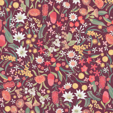 Custom Fabric 'Bush Floral Repeat Wine' by Eloise Short Design