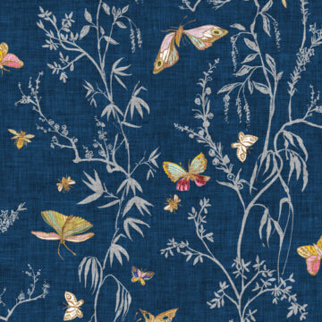 Custom Fabric 'Butterfly Chinoiserie Navy' by Esther Fallon Lau 