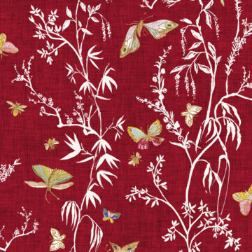 Custom Fabric 'Butterfly Chinoiserie Red' by Esther Fallon Lau 