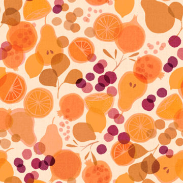 Custom Fabric 'Fruit Symphony Golden' by Cecilia Mok