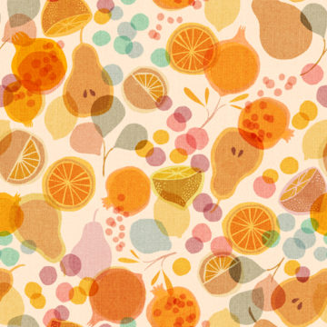 Custom Fabric 'Fruit Symphony Pastels' by Cecilia Mok