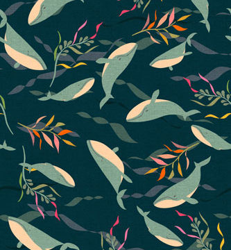 Custom Fabric 'Whale Dreaming Midnight' by Cecilia Mok