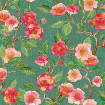 Custom Fabric 'Camellia Japonica Jade' by Cecilia Mok