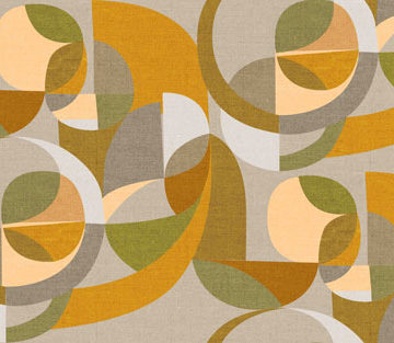 Custom Fabric 'Modern Circles Gold Silver' by Cecilia Mok