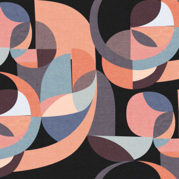 Custom Fabric 'Modern Circles Pink Black' by Cecilia Mok