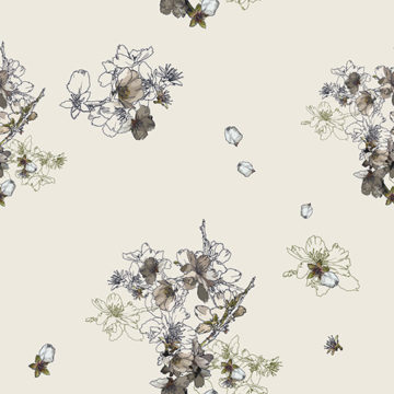 Custom Fabric 'Blossom Tree Cream' by Claire Eden