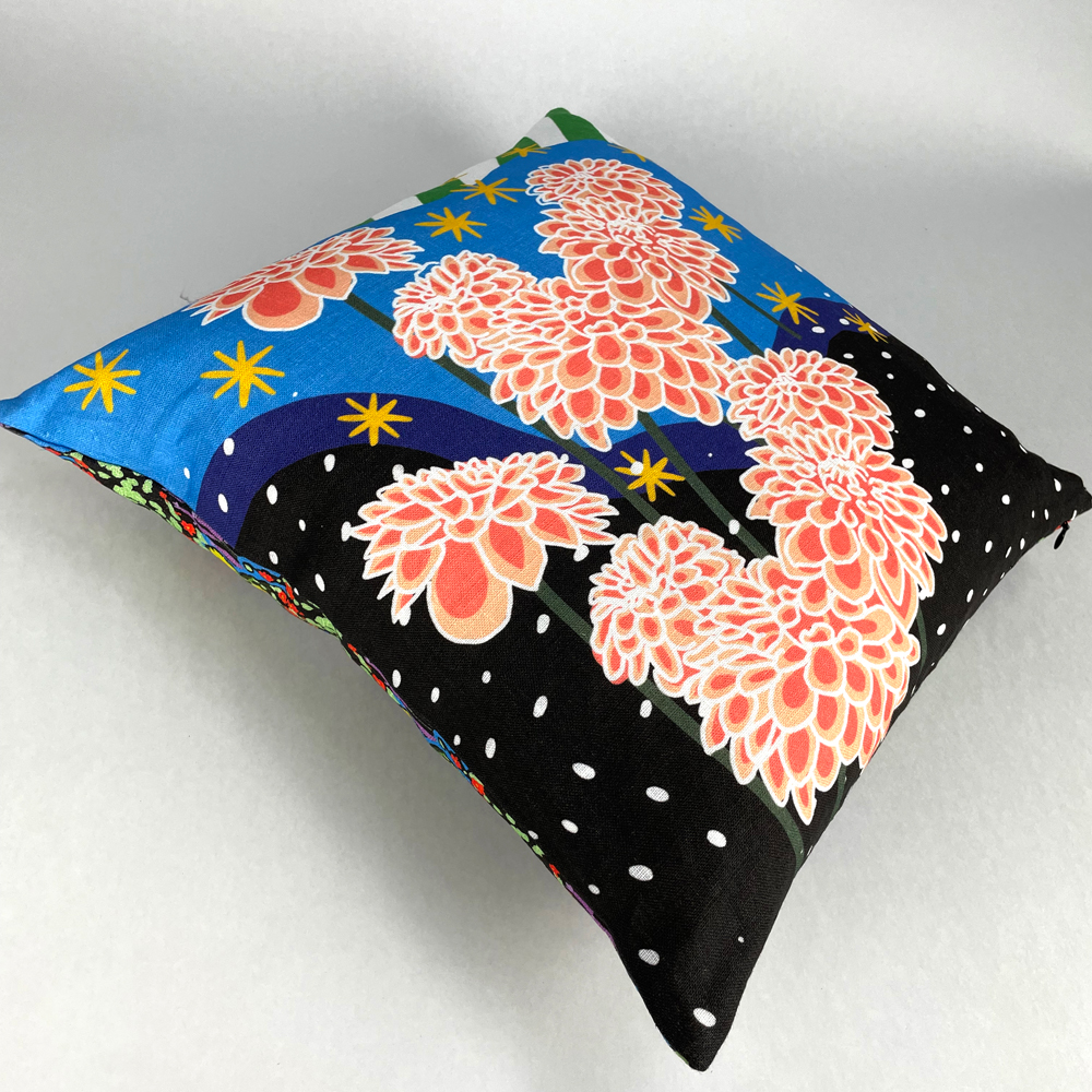 custom printed full cover cushion with a modern floral design