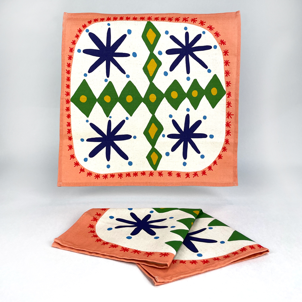 printed napkin set featuring a modern design