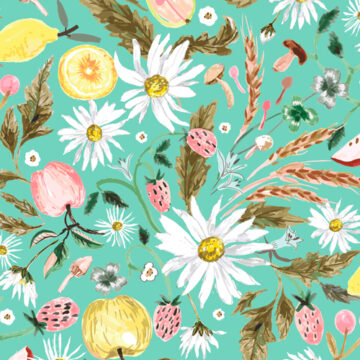 Custom Fabric 'Daisy Delicious Mint' by Esther Fallon Lau 