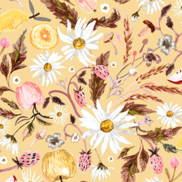 Custom Fabric 'Daisy Delicious Yellow' by Esther Fallon Lau 