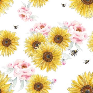 Custom Fabric 'Summer Sunflowers' by Art by Dimity